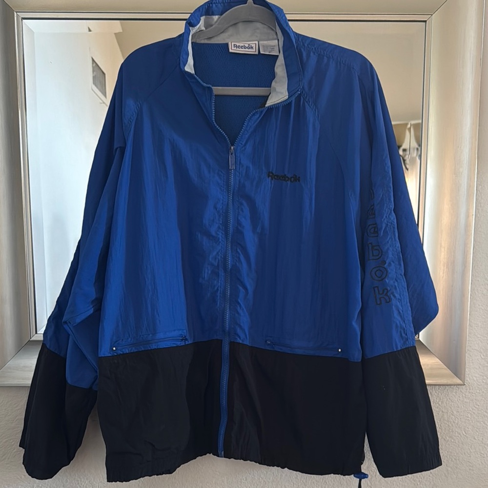 Reebok Blue and Black Windbreaker Jacket